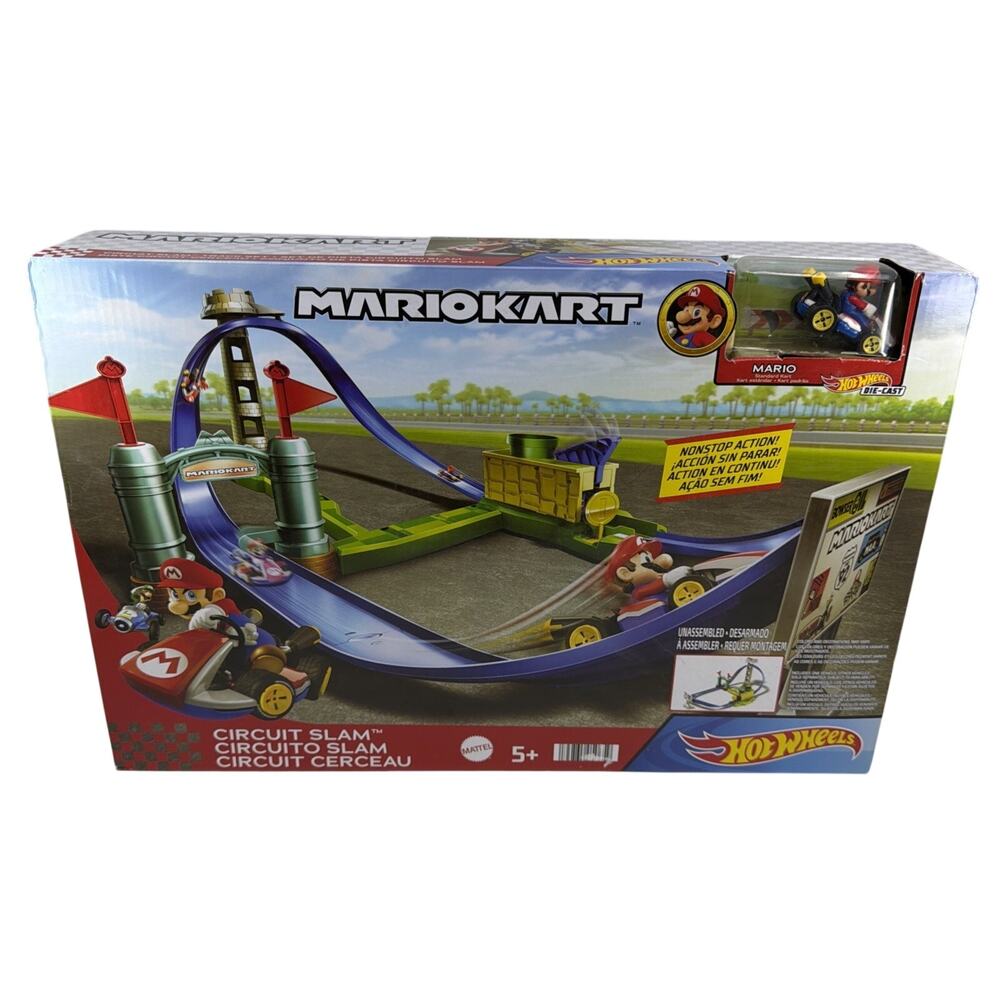 Hot Wheels Mario Kart Circuit Slam Track Set Mattel HGK59 Racing Cars New Sealed